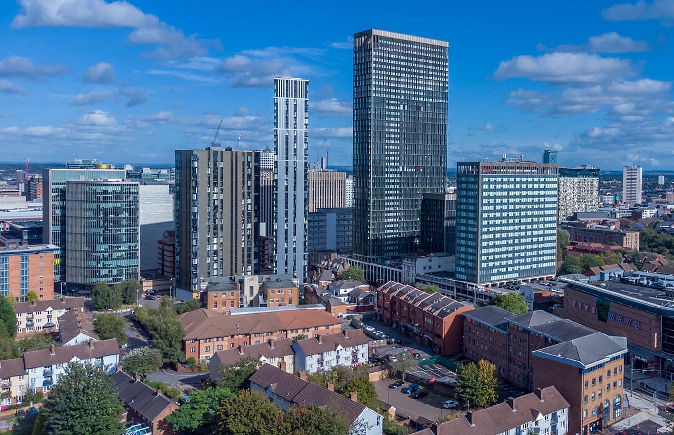 Birmingham skyline seen from the west